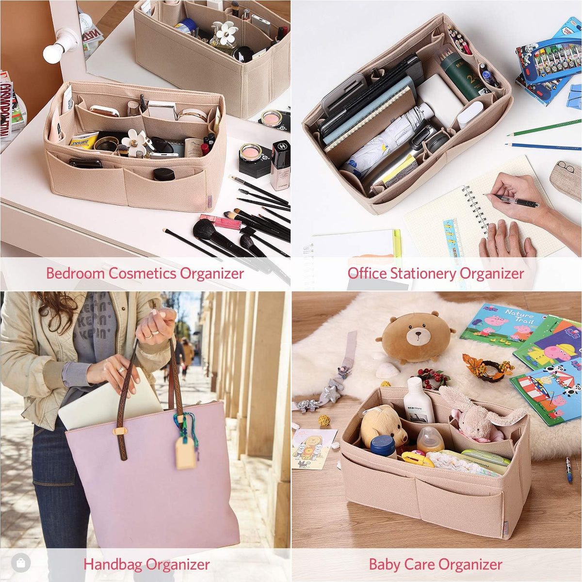 Felt Purse Organizer, Multi Pocket Bag in Bag Organizer For Tote & Handbag Shaper, Speedy 30, Speedy 35 and Speedy 40
