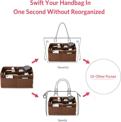 Felt Purse Organizer, Multi Pocket Bag in Bag Organizer For Tote & Handbag Shaper, Speedy 30, Speedy 35 and Speedy 40