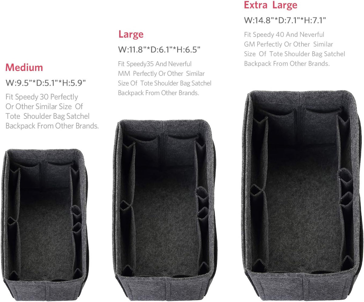 Felt Purse Organizer, Multi Pocket Bag in Bag Organizer For Tote & Handbag Shaper, Speedy 30, Speedy 35 and Speedy 40