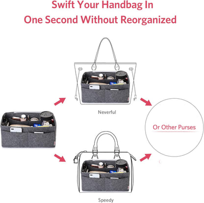 Felt Purse Organizer, Multi Pocket Bag in Bag Organizer For Tote & Handbag Shaper, Speedy 30, Speedy 35 and Speedy 40