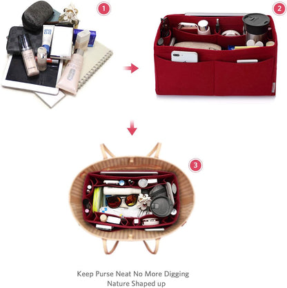 Felt Purse Organizer, Multi Pocket Bag in Bag Organizer For Tote & Handbag Shaper, Speedy 30, Speedy 35 and Speedy 40