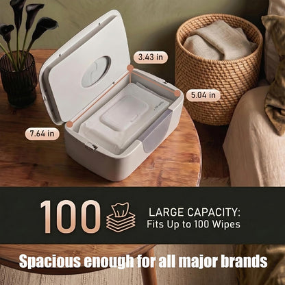 Wet Wipe Warmer | Dispenser for Baby, Make Up, Adult Care - Auto Off Lights for Nighttime Changes, Dual Heat for Comfort, Top Heating, Moisture Lock Silicone and Large Capacity- Amazon only