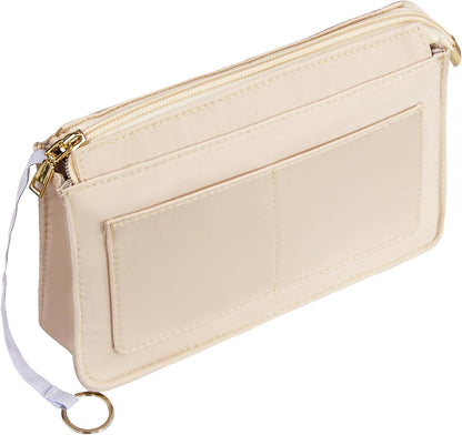 Purse Organizer Insert with Zipper for Women Hobo Handbags Shaper Insert 12 Pockets Bag Black Small