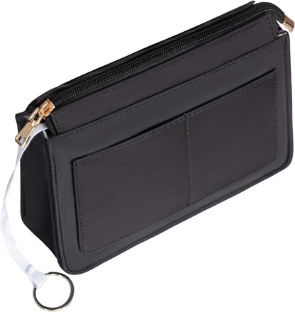 Purse Organizer Insert with Zipper for Women Hobo Handbags Shaper Insert 12 Pockets Bag Black Small