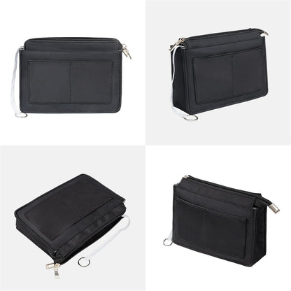 Purse Organizer Insert with Zipper for Women Hobo Handbags Shaper Insert 12 Pockets Bag Black Small