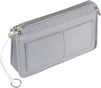 Purse Organizer Insert with Zipper for Women Hobo Handbags Shaper Insert 12 Pockets Bag Black Small