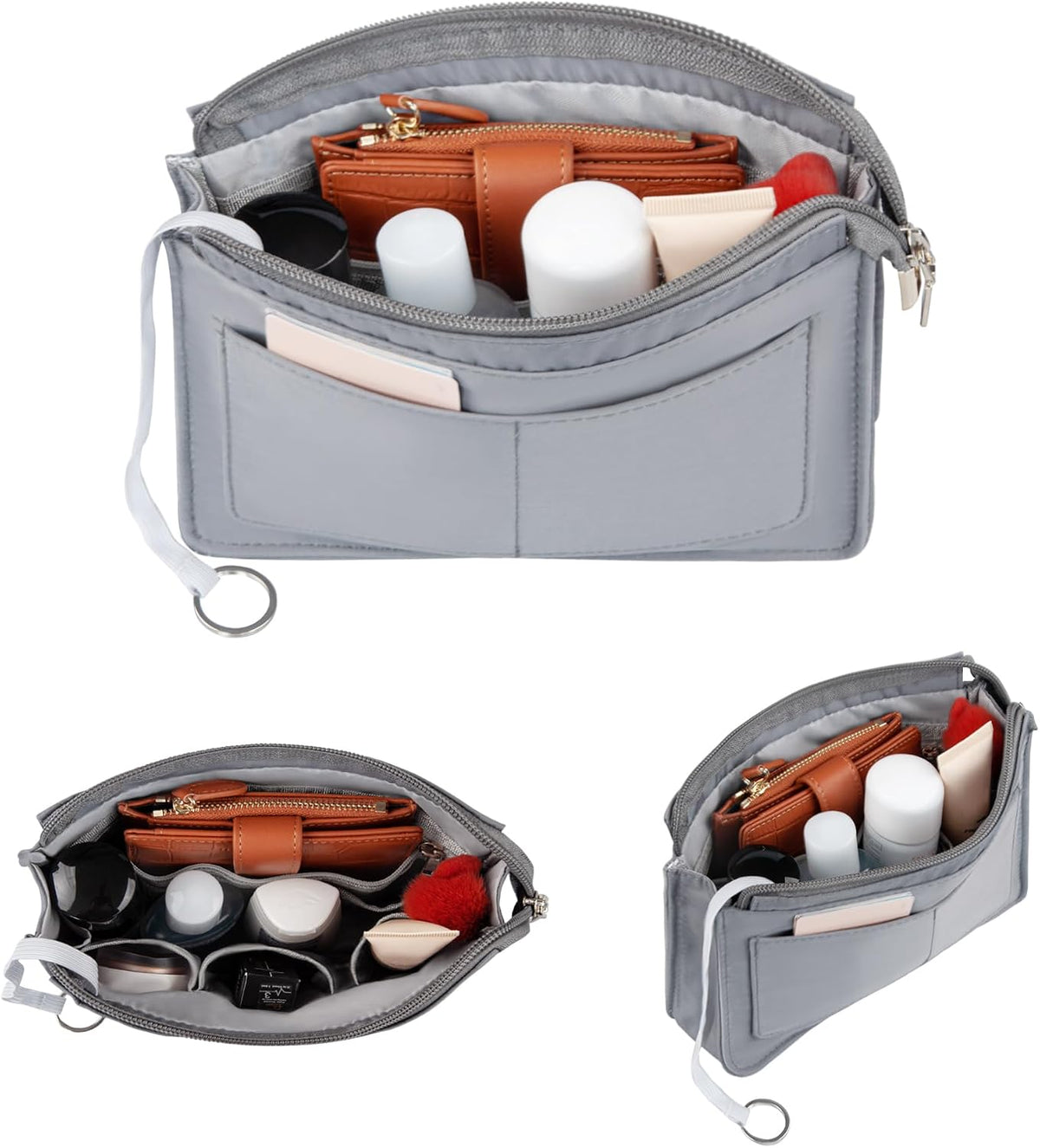 Purse Organizer Insert with Zipper for Women Hobo Handbags Shaper Insert 12 Pockets Bag Black Small