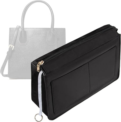 Purse Organizer Insert with Zipper for Women Hobo Handbags Shaper Insert 12 Pockets Bag Black Small