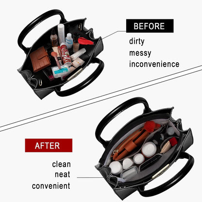 Purse Organizer Insert with Zipper for Women Hobo Handbags Shaper Insert 12 Pockets Bag Black Small