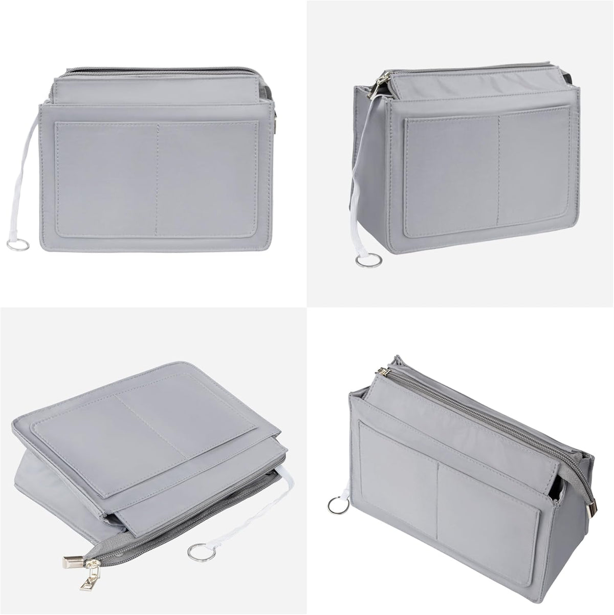 Purse Organizer Insert with Zipper for Women Hobo Handbags Shaper Insert 12 Pockets Bag Black Small