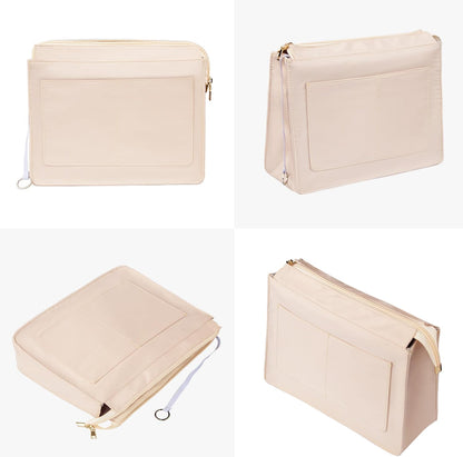 Purse Organizer Insert with Zipper for Women Hobo Handbags Shaper Insert 12 Pockets Bag Black Small