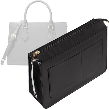 Purse Organizer Insert with Zipper for Women Hobo Handbags Shaper Insert 12 Pockets Bag Black Small