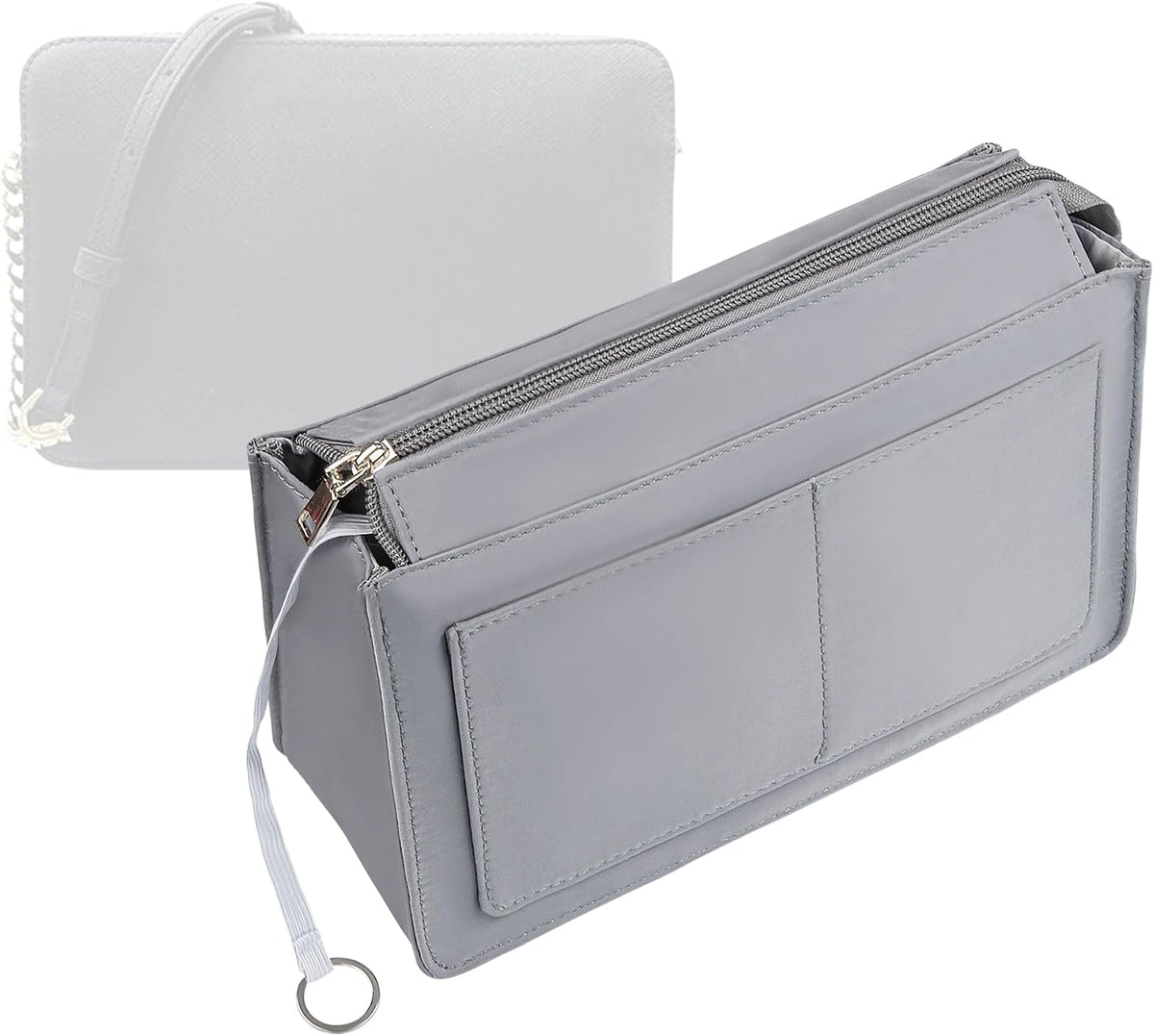 Purse Organizer Insert with Zipper for Women Hobo Handbags Shaper Insert 12 Pockets Bag Black Small