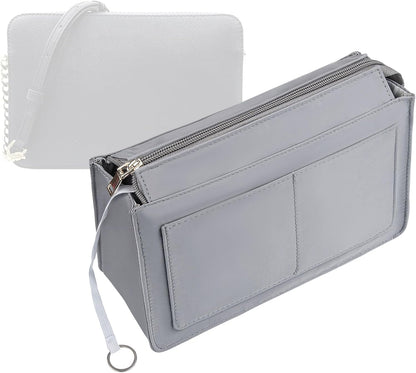 Purse Organizer Insert with Zipper for Women Hobo Handbags Shaper Insert 12 Pockets Bag Black Small