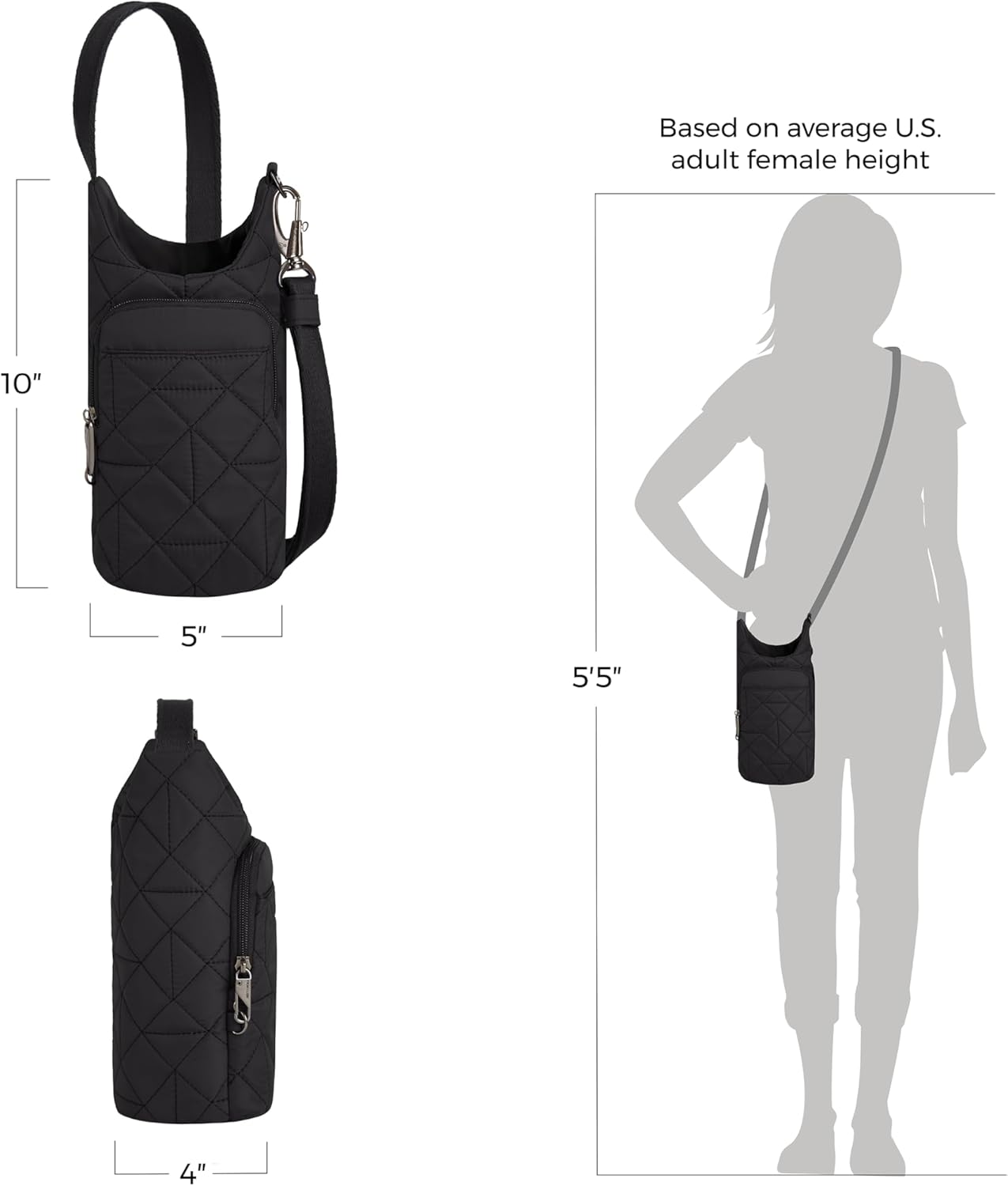 Anti-Theft Boho Insulated Water Bottle Tote