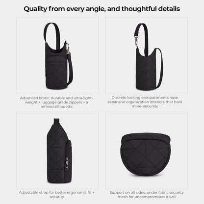 Anti-Theft Boho Insulated Water Bottle Tote