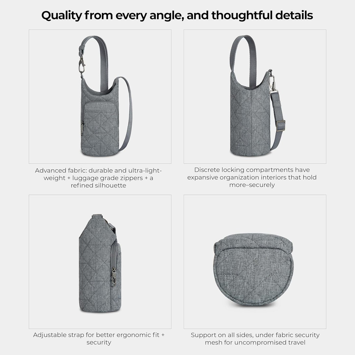 Anti-Theft Boho Insulated Water Bottle Tote