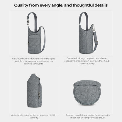 Anti-Theft Boho Insulated Water Bottle Tote
