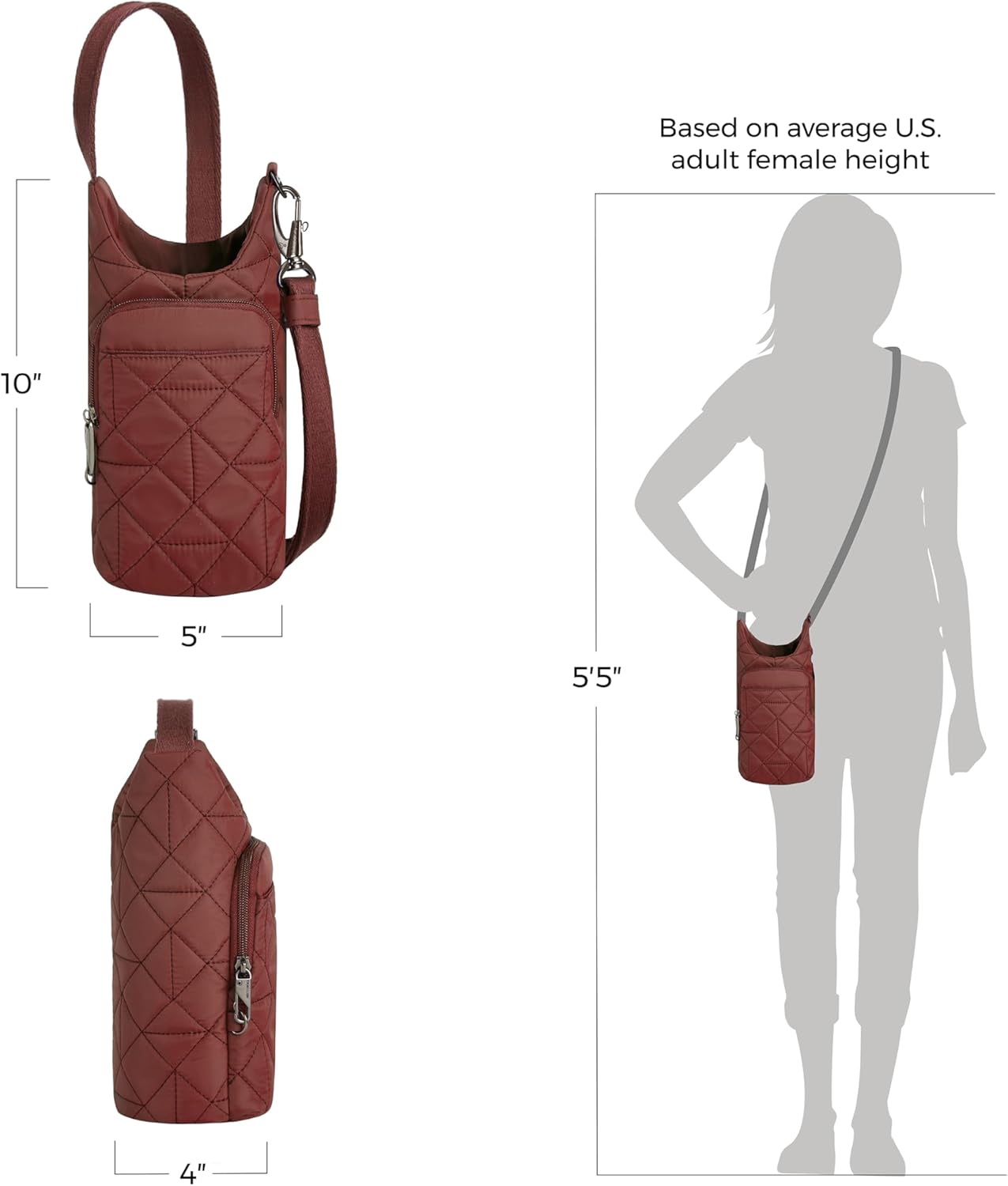 Anti-Theft Boho Insulated Water Bottle Tote