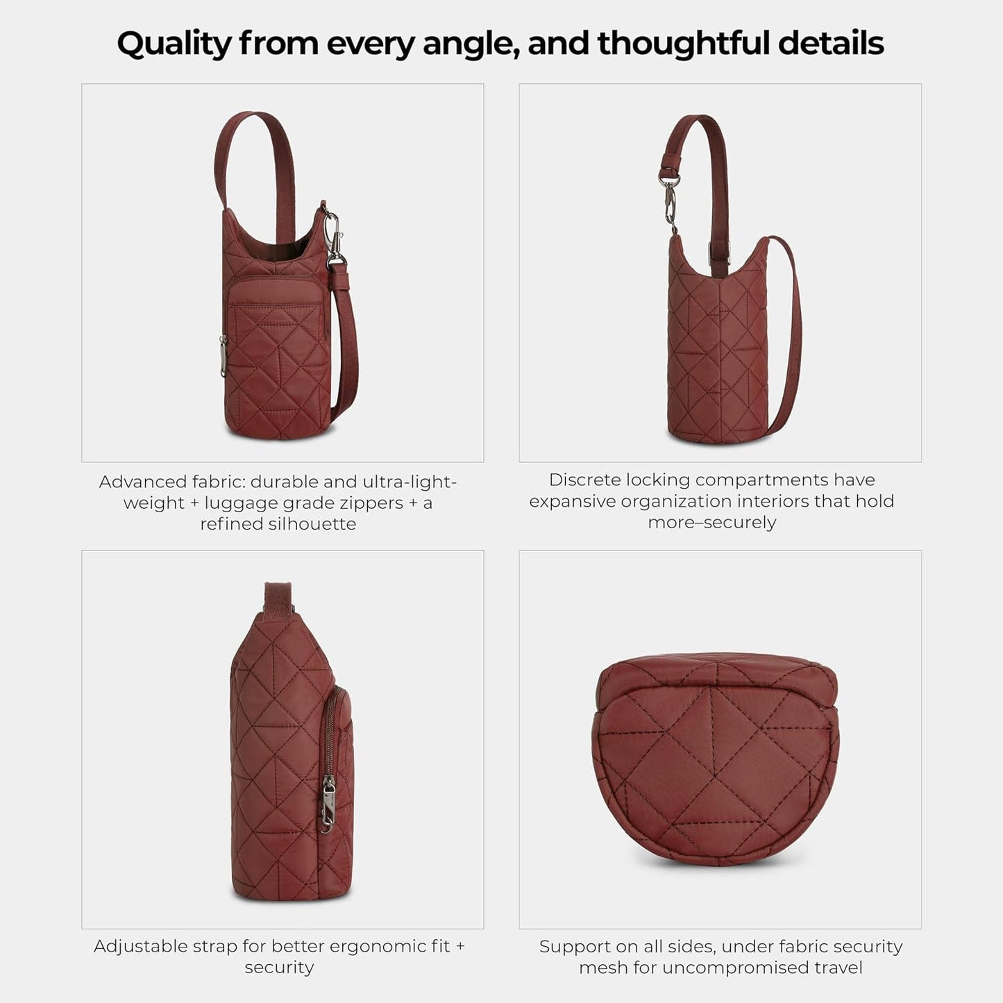 Anti-Theft Boho Insulated Water Bottle Tote