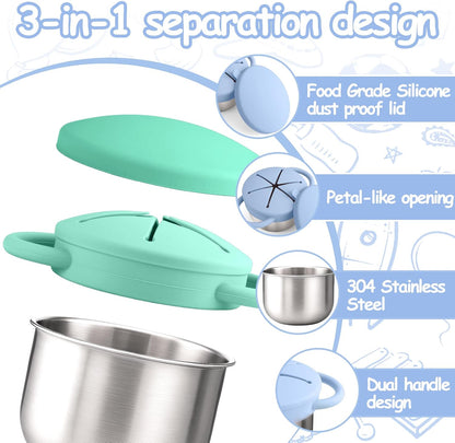 2PCS Stainless Steel Snack Containers for Toddlers