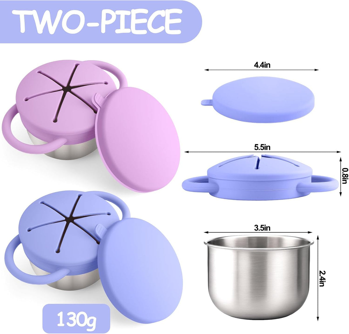 2PCS Stainless Steel Snack Containers for Toddlers