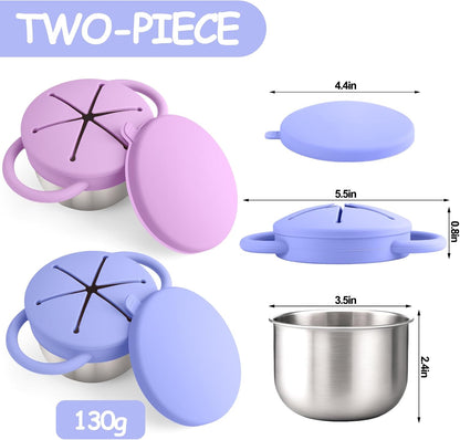 2PCS Stainless Steel Snack Containers for Toddlers