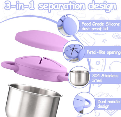 2PCS Stainless Steel Snack Containers for Toddlers