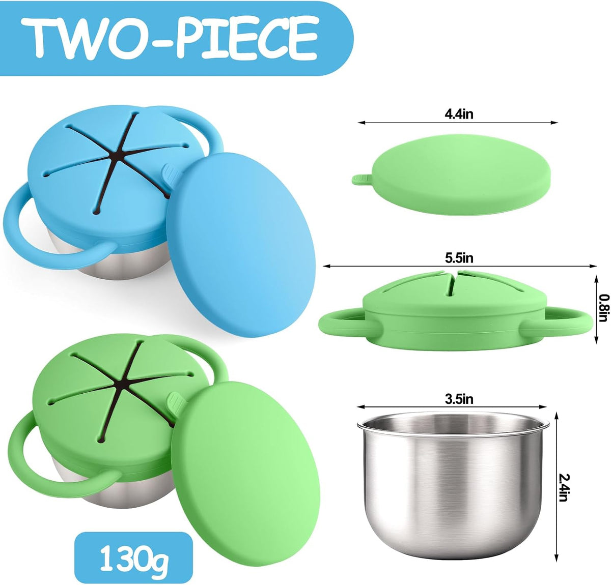 2PCS Stainless Steel Snack Containers for Toddlers