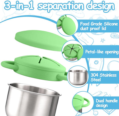 2PCS Stainless Steel Snack Containers for Toddlers