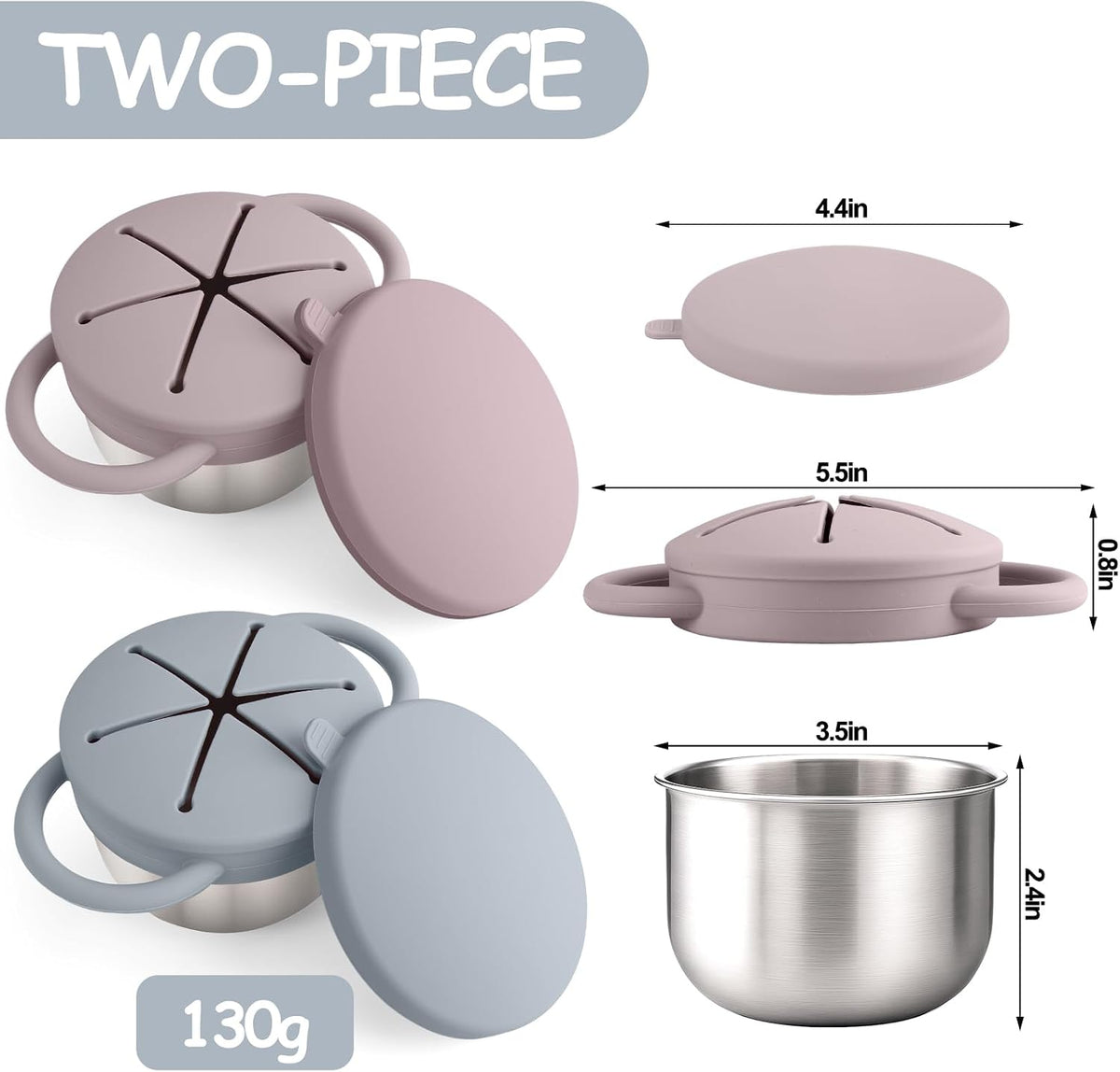 2PCS Stainless Steel Snack Containers for Toddlers