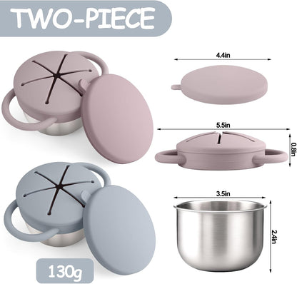2PCS Stainless Steel Snack Containers for Toddlers