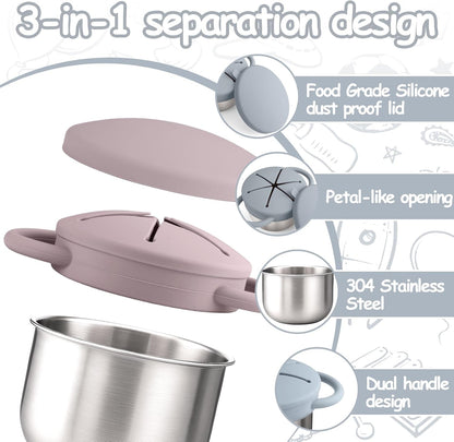 2PCS Stainless Steel Snack Containers for Toddlers