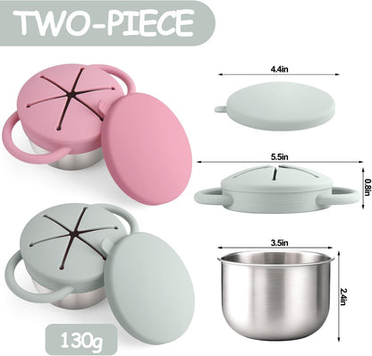 2PCS Stainless Steel Snack Containers for Toddlers