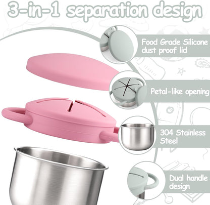 2PCS Stainless Steel Snack Containers for Toddlers