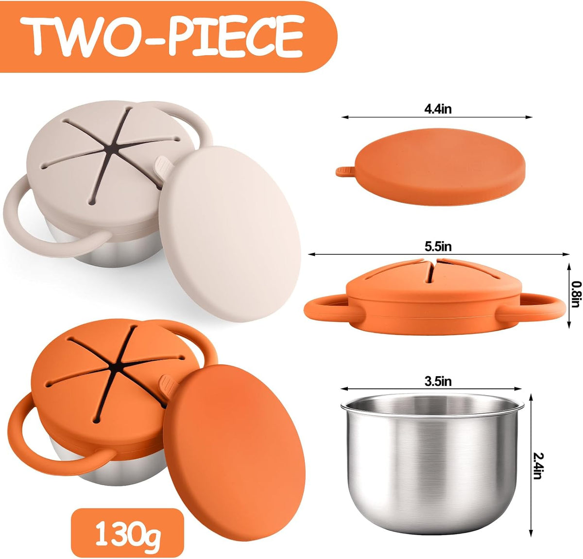 2PCS Stainless Steel Snack Containers for Toddlers