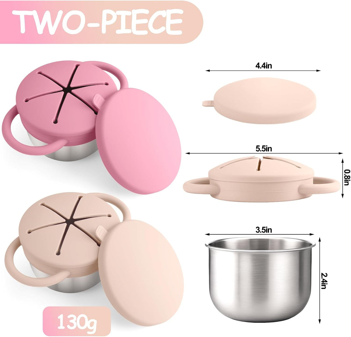 2PCS Stainless Steel Snack Containers for Toddlers