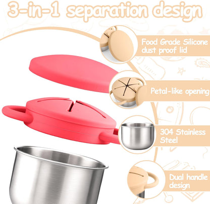 2PCS Stainless Steel Snack Containers for Toddlers