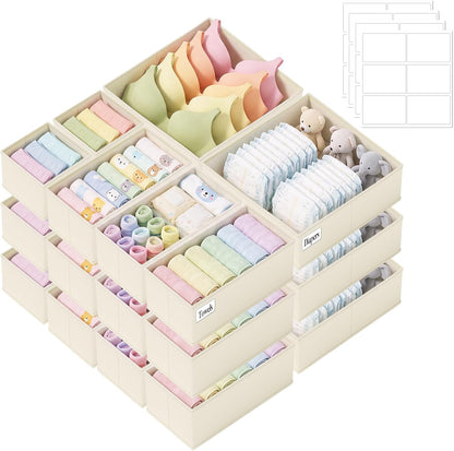 Drawer Organizer Storage for Clothes, Socks, 10 Pack, Beige