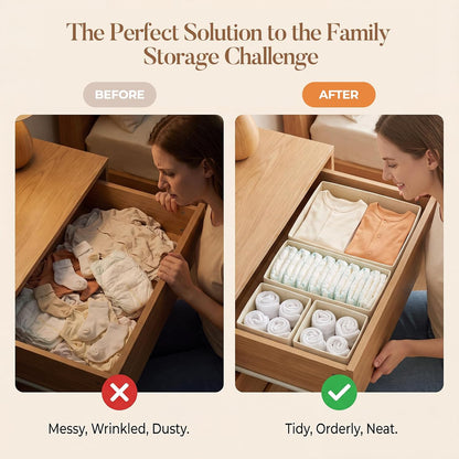 Drawer Organizer Storage for Clothes, Socks, 10 Pack, Beige