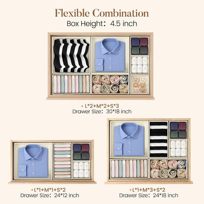 Drawer Organizer Storage for Clothes, Socks, 10 Pack, Beige