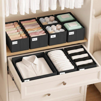 Drawer Organizer Storage for Clothes, Socks, 10 Pack, Beige