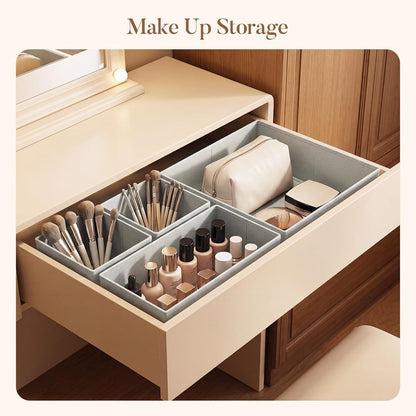 Drawer Organizer Storage for Clothes, Socks, 10 Pack, Beige