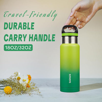 18oz Insulated Water Bottle Stainless Steel Water Bottle with Handle | BPA-Free Leak-Proof Bottle with Double Wall Vacuum Insulation, Reusable Water Bottle for Gym, Office, Travel & Everyday Use