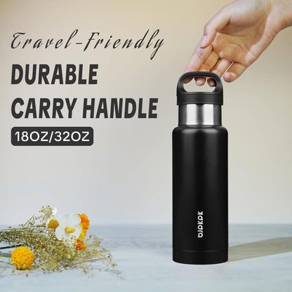 18oz Insulated Water Bottle Stainless Steel Water Bottle with Handle | BPA-Free Leak-Proof Bottle with Double Wall Vacuum Insulation, Reusable Water Bottle for Gym, Office, Travel & Everyday Use
