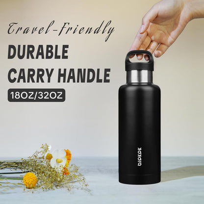 18oz Insulated Water Bottle Stainless Steel Water Bottle with Handle | BPA-Free Leak-Proof Bottle with Double Wall Vacuum Insulation, Reusable Water Bottle for Gym, Office, Travel & Everyday Use