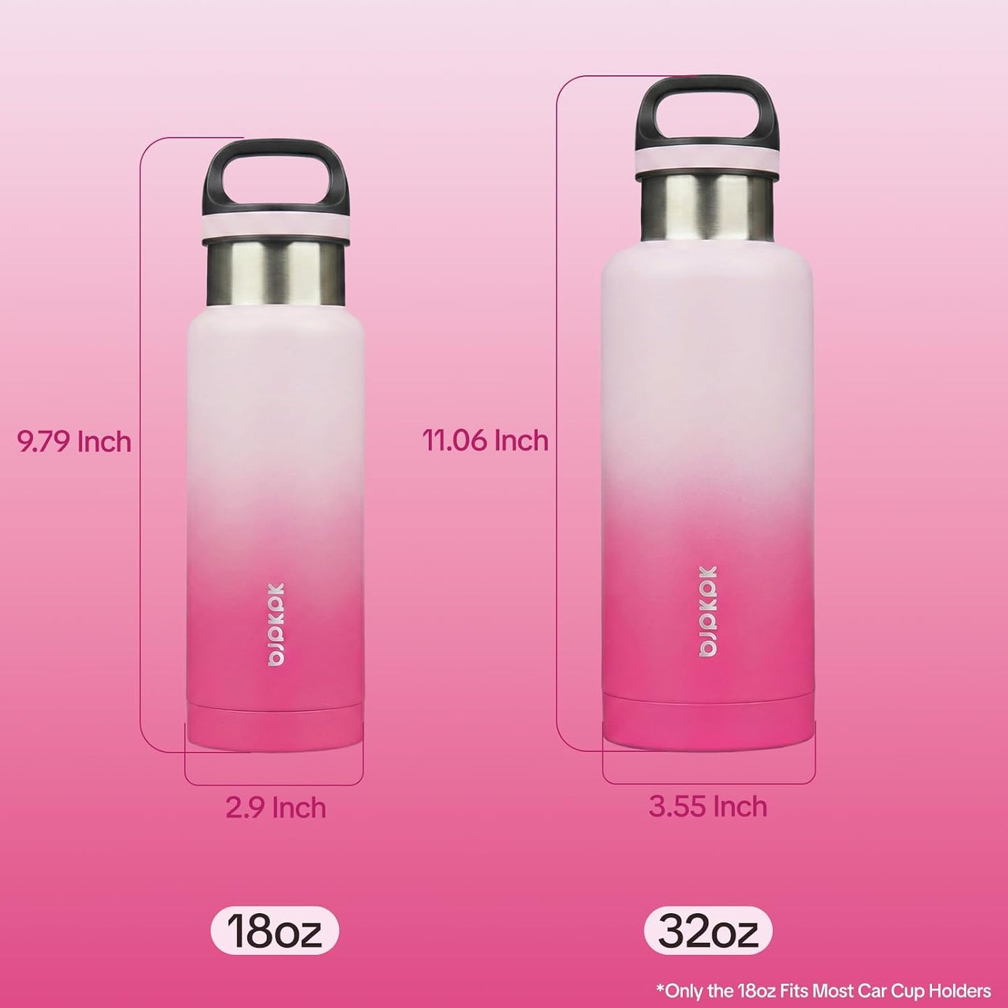 18oz Insulated Water Bottle Stainless Steel Water Bottle with Handle | BPA-Free Leak-Proof Bottle with Double Wall Vacuum Insulation, Reusable Water Bottle for Gym, Office, Travel & Everyday Use