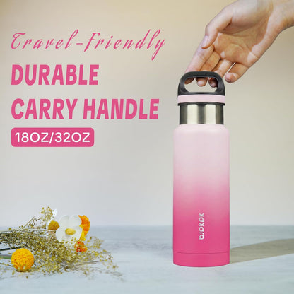 18oz Insulated Water Bottle Stainless Steel Water Bottle with Handle | BPA-Free Leak-Proof Bottle with Double Wall Vacuum Insulation, Reusable Water Bottle for Gym, Office, Travel & Everyday Use