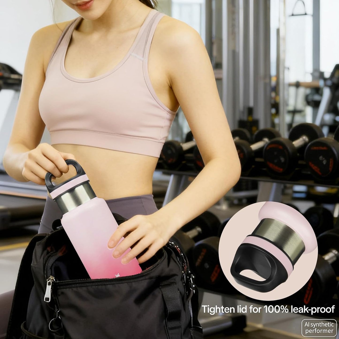 18oz Insulated Water Bottle Stainless Steel Water Bottle with Handle | BPA-Free Leak-Proof Bottle with Double Wall Vacuum Insulation, Reusable Water Bottle for Gym, Office, Travel & Everyday Use