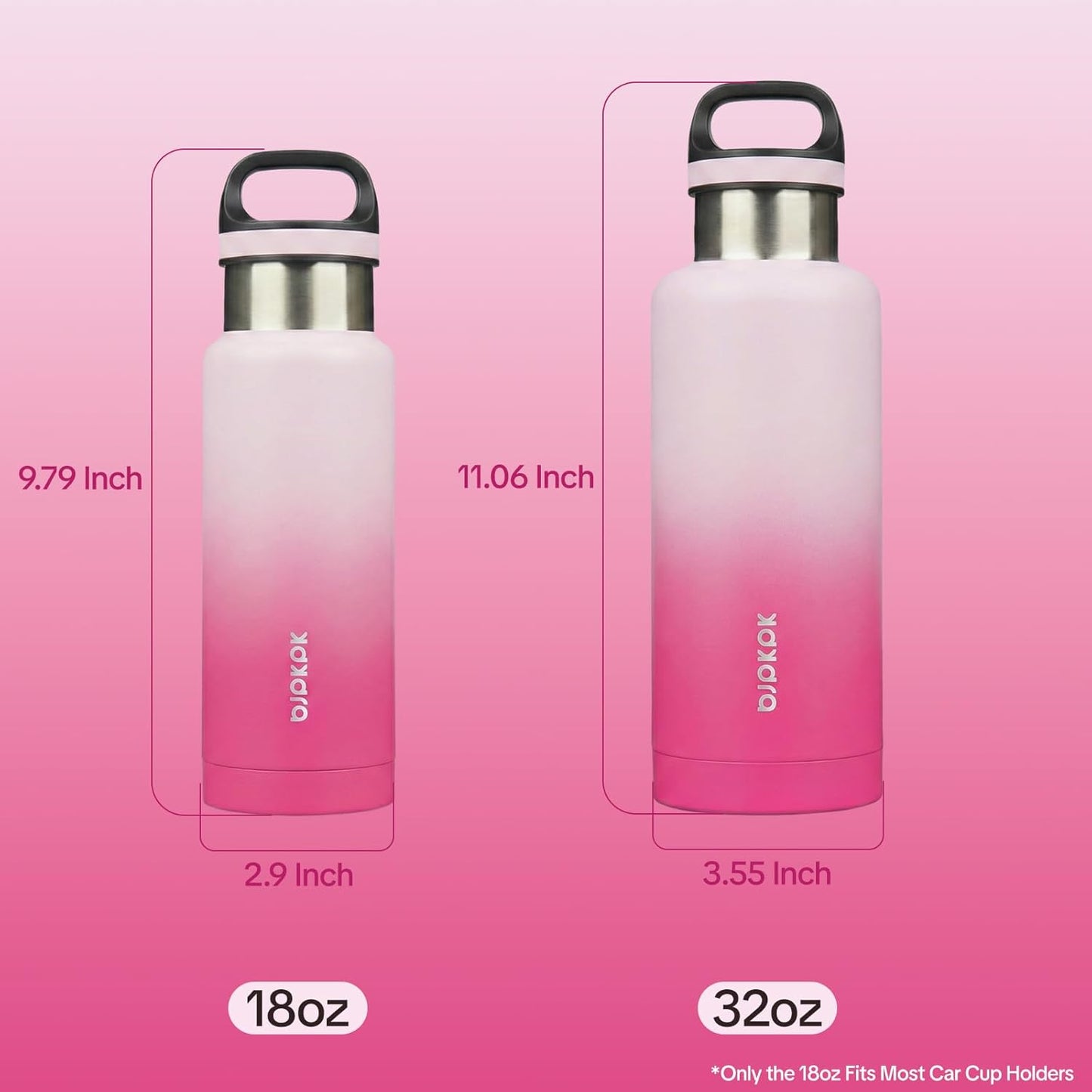 18oz Insulated Water Bottle Stainless Steel Water Bottle with Handle | BPA-Free Leak-Proof Bottle with Double Wall Vacuum Insulation, Reusable Water Bottle for Gym, Office, Travel & Everyday Use